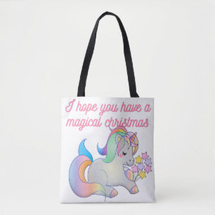 Tote Bag Mignonne Unicorne Magique Noël Mauvais Noël