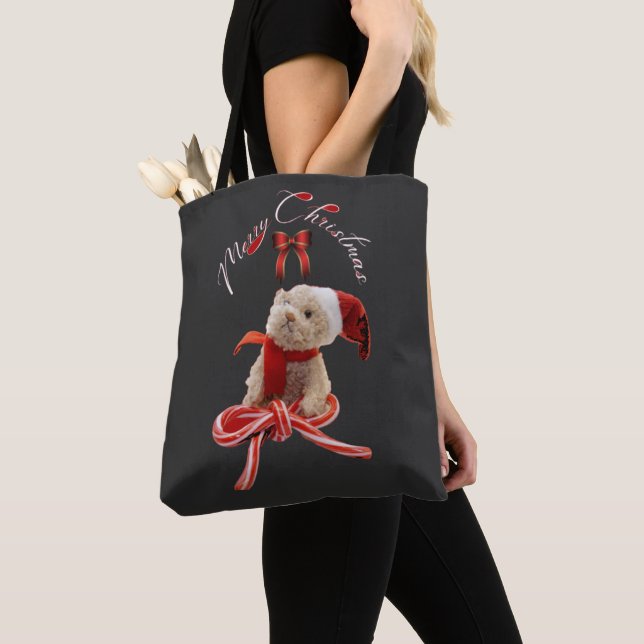 Tote Bag Mignonne Whimsical Teddy Bear Noël (De près)