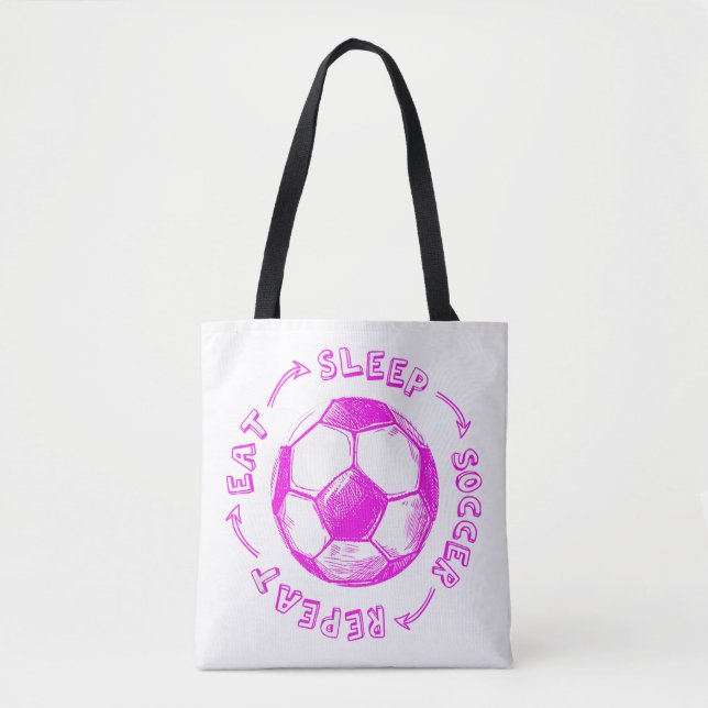 Tote Bag Mignonnes Filles Mangent Sleep Soccer Répéter - Jo (Devant)