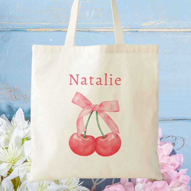 Tote Bag Mignons Enfants Cerise Rose Moderne (Créateur téléchargé)