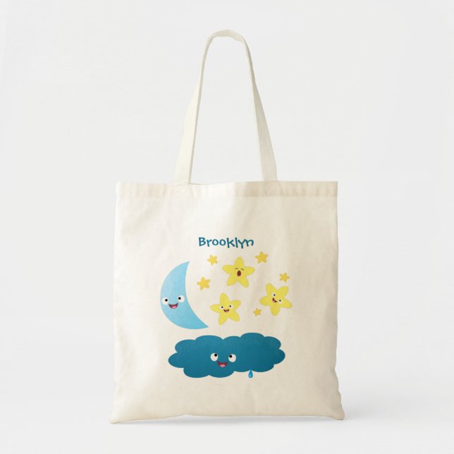 Tote Bag Mignons étoiles chantant, lune et bande dessinée d (Devant)
