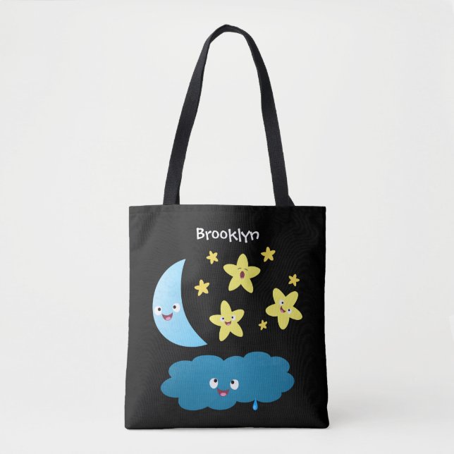 Tote Bag Mignons étoiles chantant, lune et bande dessinée d (Devant)