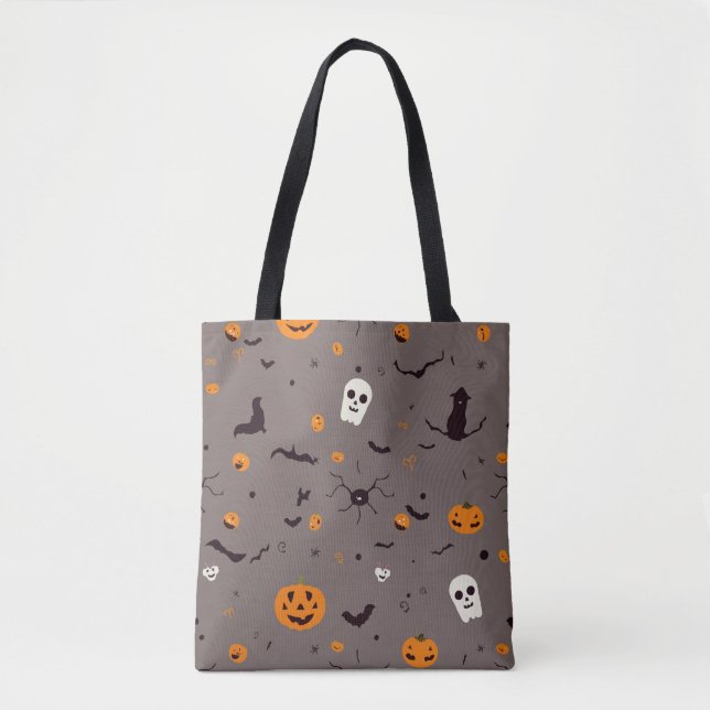 Tote Bag Mignons Fantômes d'Halloween Éffrayants et Motif C (Devant)