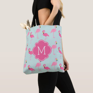 Tote Bag Mignons Flamants roses Motifs Monogrammes