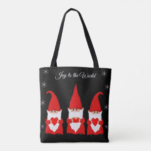 Tote Bag Mignons Gnomes de Noël sur Noir