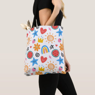 Tote Bag Mignons gribouillages d'été - motif transparent fa