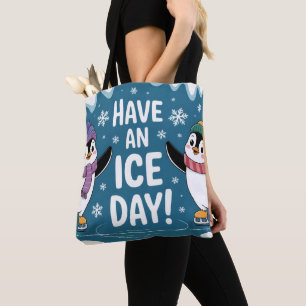 Tote Bag Mignons pingouins patinage dessin animé, Passez un
