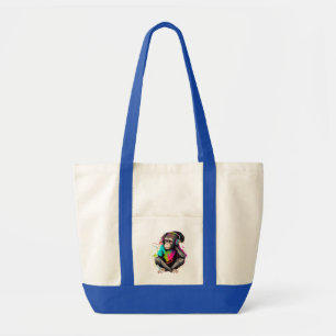 Tote Bag Mignons Singe Écouter Musique, Musique Singe Obséd