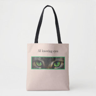 Tote Bag Mignons yeux de chat sur beige