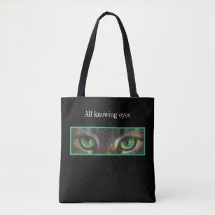 Tote Bag Mignons yeux de chat sur noir