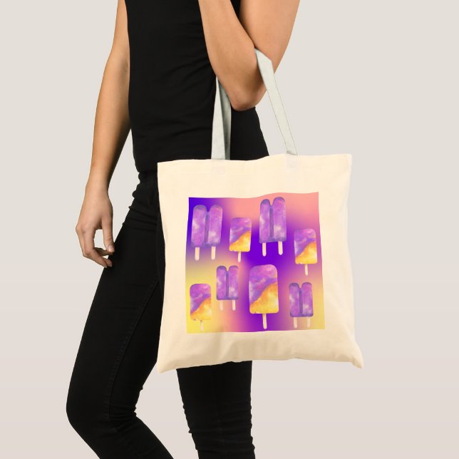 Tote Bag Mikitiez été arc-en-ciel popsicle or violet (Devant (produit))