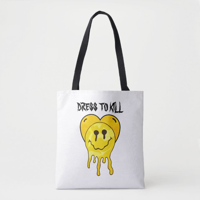 Tote Bag Mikitiez fond jaune coeur sourire amitié (Devant)