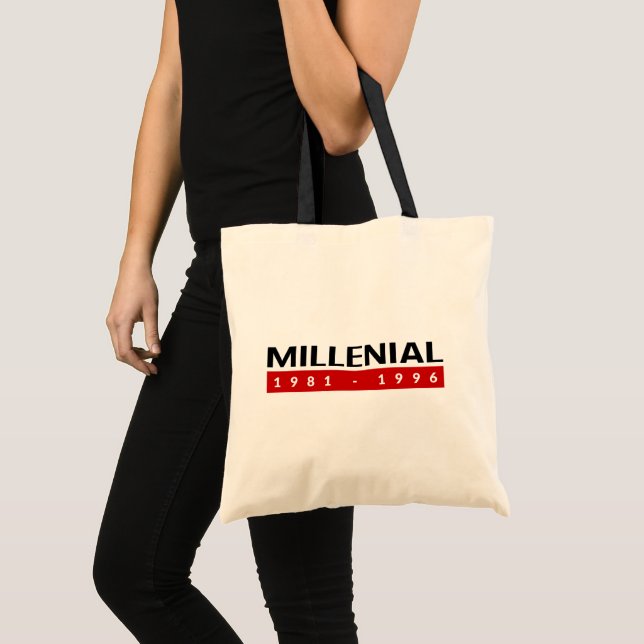 Tote Bag Millenial 1981-1996. Totebag. (Devant (produit))