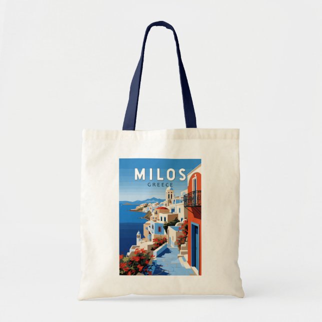Tote Bag Milos Grèce Travel Art Vintage (Devant)