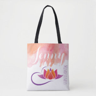 Tote Bag Mindfulness Gift Yoga Lotus Flower Ajouter un nom