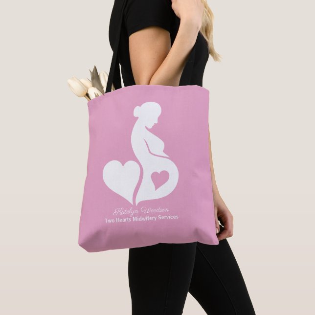 Tote Bag Mineure Doula belle grossesse Business Pink (De près)