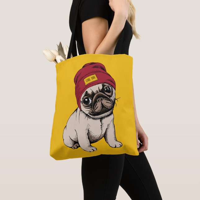 Tote Bag Mini carlin de hippie de chiot (De près)