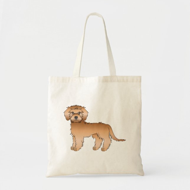 Tote Bag Mini Goldendoodle abricot Chien de dessin animé mi (Devant)
