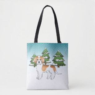 Tote Bag Mini Goldendoodle Abricot et Blanc Forêt d'Hiver