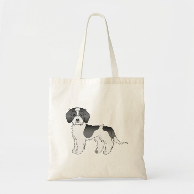 Tote Bag Mini Goldendoodle de couleur parti noir dessin ani (Devant)