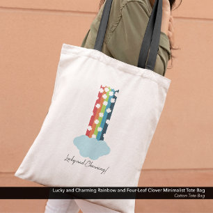 Tote Bag Mini minimaliste à 4 feuilles avec arc-en-ciel Luc