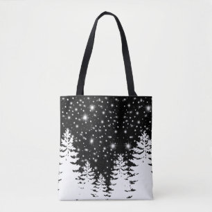 Tote Bag Mini noir blanc pinède nuit étoiles ciel