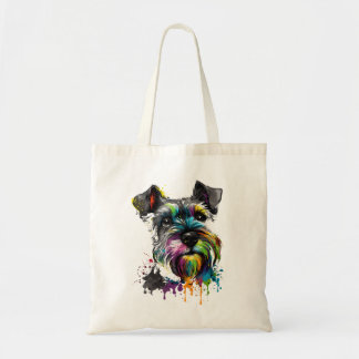 Tote Bag Mini Schnauzer miniature Visage Chien coloré Art B