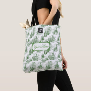 Tote Bag MINI SCHNAUZER Terrier Green Toile avec nom person