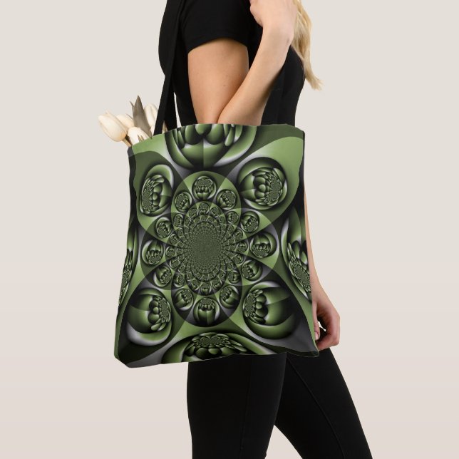 Tote Bag Mini sphères de la forêt verte blanche (De près)