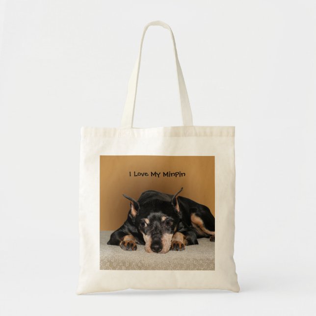 Tote Bag Miniature Pinscher aka Min Pin Love Nom de l'anima (Devant)