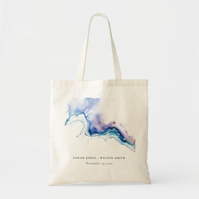 Tote Bag Minimal Coastal Sea Beach Watercolor Wedding (Devant)