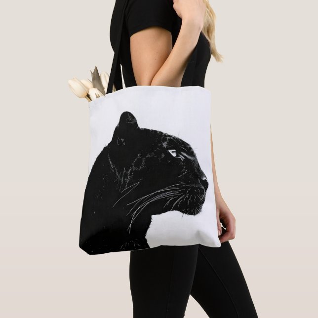 Tote Bag Minimalisme de tête de panthère noire (De près)