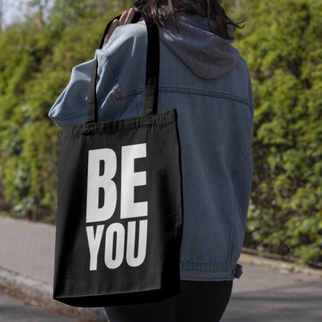 Tote Bag Minimalist inspirational quote "BE YOU" (Créateur téléchargé)