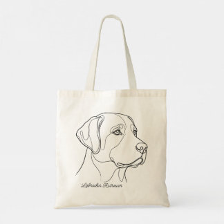 Tote Bag Minimalist Monochrome Labrador Retriever Line Art