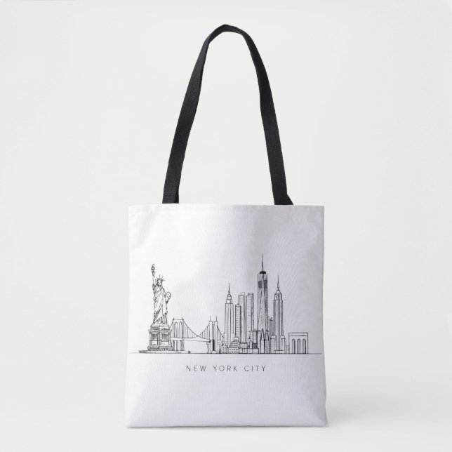 Tote Bag Minimalist New York City Skyline Line Art (Devant)