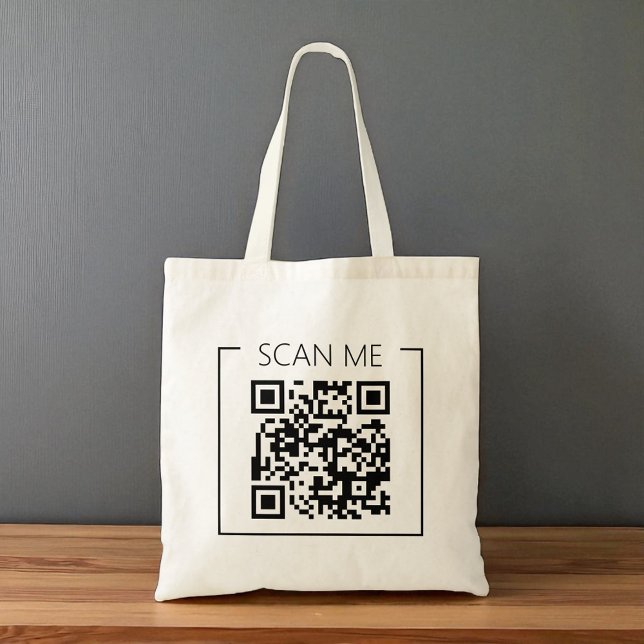 Tote Bag Minimalist QR Code Scan Me Business (Créateur téléchargé)
