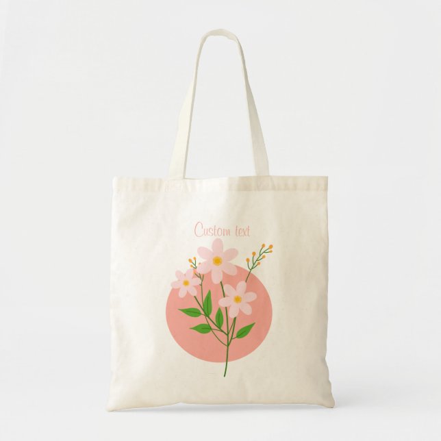 Tote Bag Minimaliste floral rose  (Devant)