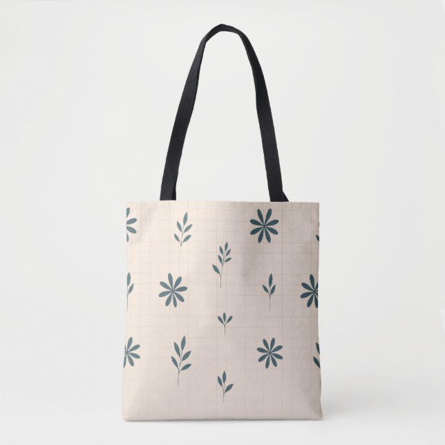 Tote Bag Minimaliste Floral Vert  (Devant)
