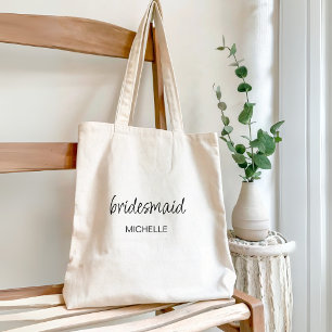 Tote Bag Minimaliste moderne Script Bridesmaid Mariage