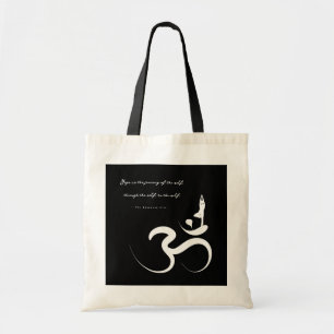 Tote Bag Minimaliste Zen Yoga Spirituelle Om Aum Calligraph
