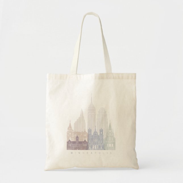 TOTE BAG MINNEAPOLIS SKYLINE POSTER PASTEL (Devant)