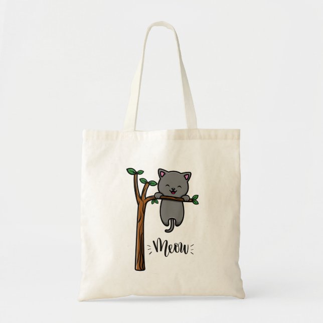 TOTE BAG MINOU CHAT DANS L'ARBRE (Devant)