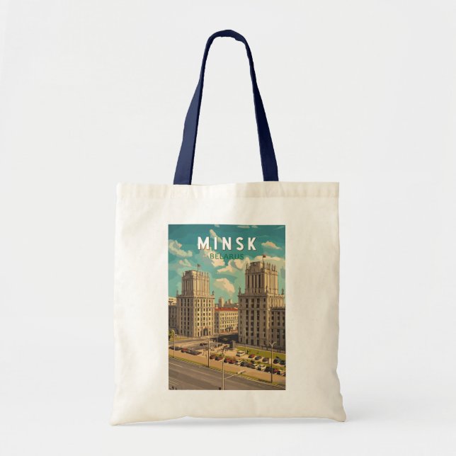 Tote Bag Minsk Belarus Illustration Voyage Art Vintage (Devant)