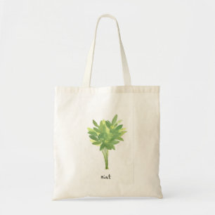 Tote Bag Mint herbs botanical garden vintage watercolor