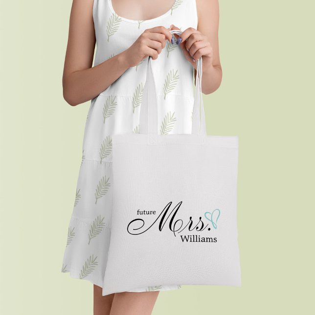 Tote Bag Mint Scribbled Heart Future Mme. (Créateur téléchargé)