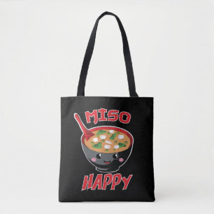 Tote Bag Miso Happy Funny Food Kawaii