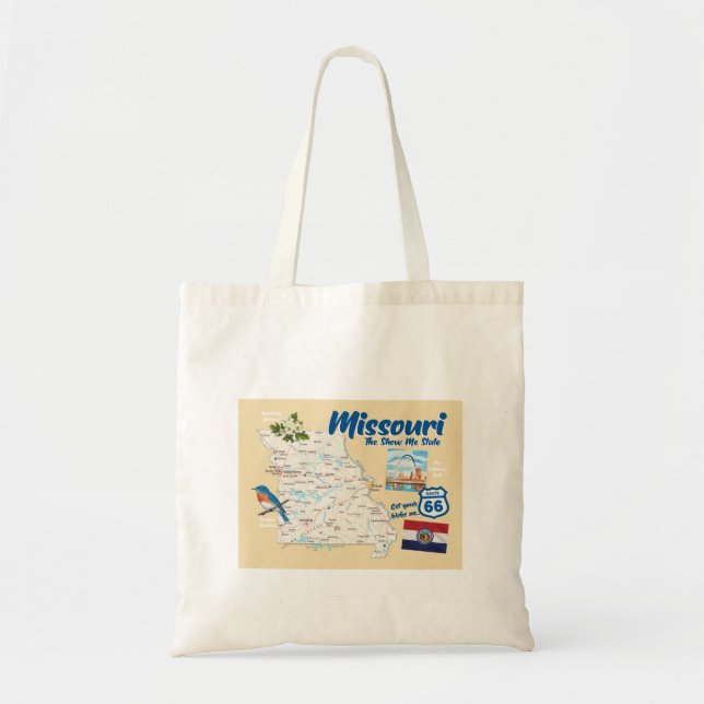 Tote Bag Missouri MO The Show Me State Map Arch Route 66 (Devant)