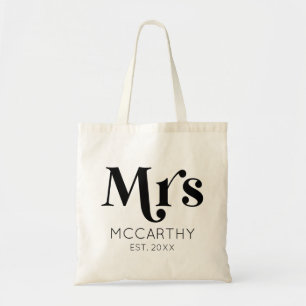 Tote Bag Mme Custom Nom Est. Date Rétro minimale