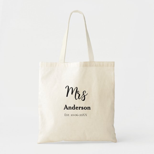 Tote Bag Mme mariée mariée mariée nom date année est. Simpl (Devant)