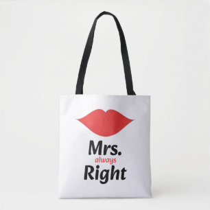 Tote Bag Mme Toujours Droite Lèvres Rouges Assorties